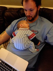 Hanging with Dad checking Fantasy stats.