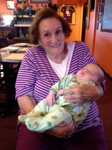 Great Grandma Edie was very excited to hold Dermot.  