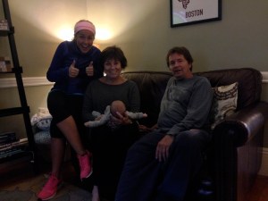 The Bigelow Family brought Dermot his first pumpkin and Mom & Dad dinner.  Thanks!