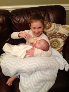 Addie "babysat" Dermot one night.