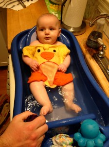 Love bath time with my ducky to keep me warm.
