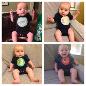 Mom made this little comparison picture so you can see how big I am getting!