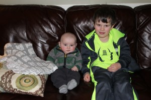 I had my first boys only sleepover with my cousin Colin.  Neither one of us would smile nice for Mama.