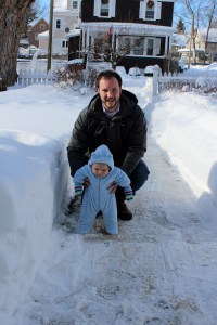 "Ummm Dad, what is this white stuff you are making me stand on?"