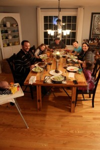 Auntie Tina made a great dinner... that I was forced to just sit and watch everyone consume.