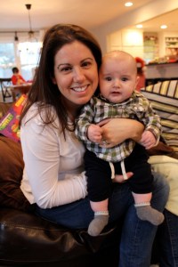 My godmother likes to cuddle, I like to walk around... we try to meet in the middle.